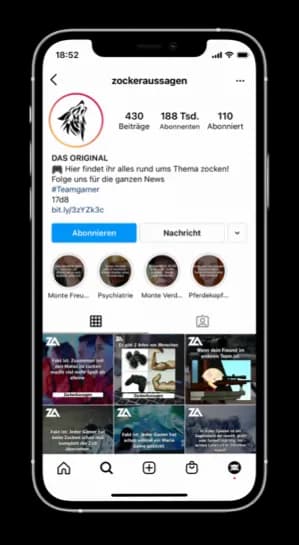 Zockeraussagen Instagram account